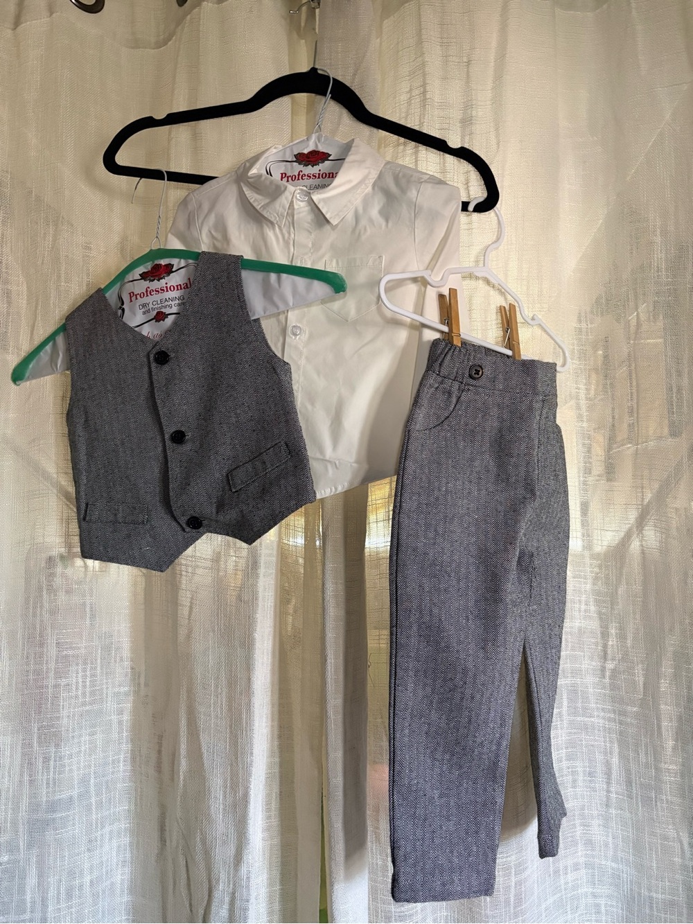 Boys' Gray Vest & Pants Set with White Shirt-size 2T/3T
